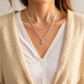 Custom Multi Strand Necklace, Mixed Chains Necklace, Engraved Disc Necklace in Gold Silver, Triple Layer Necklace